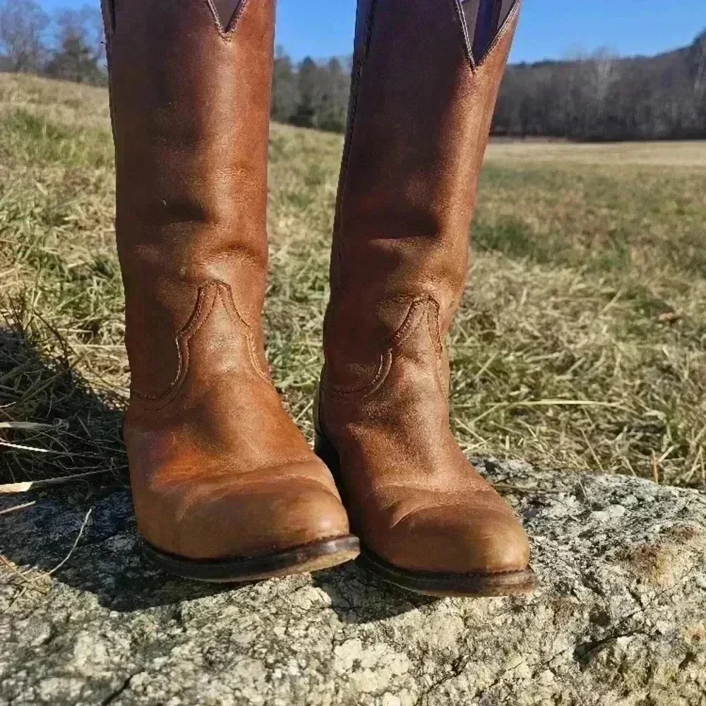 Vintage Brown Leather Cowboy Boots